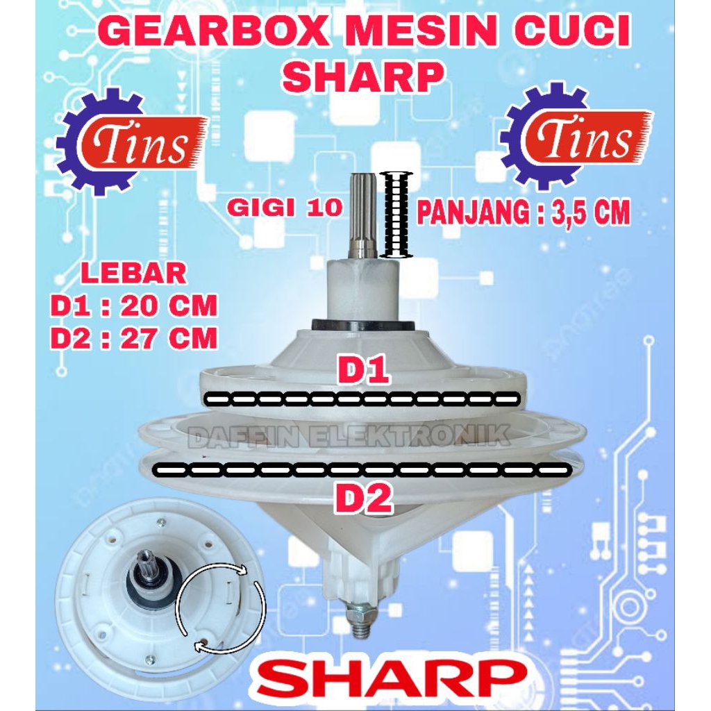 Gear Box Mesin Cuci Sharp 2 Tabung Tins | Gear box Mesin Cuci Sharp 2 Tabung Gerigi 10