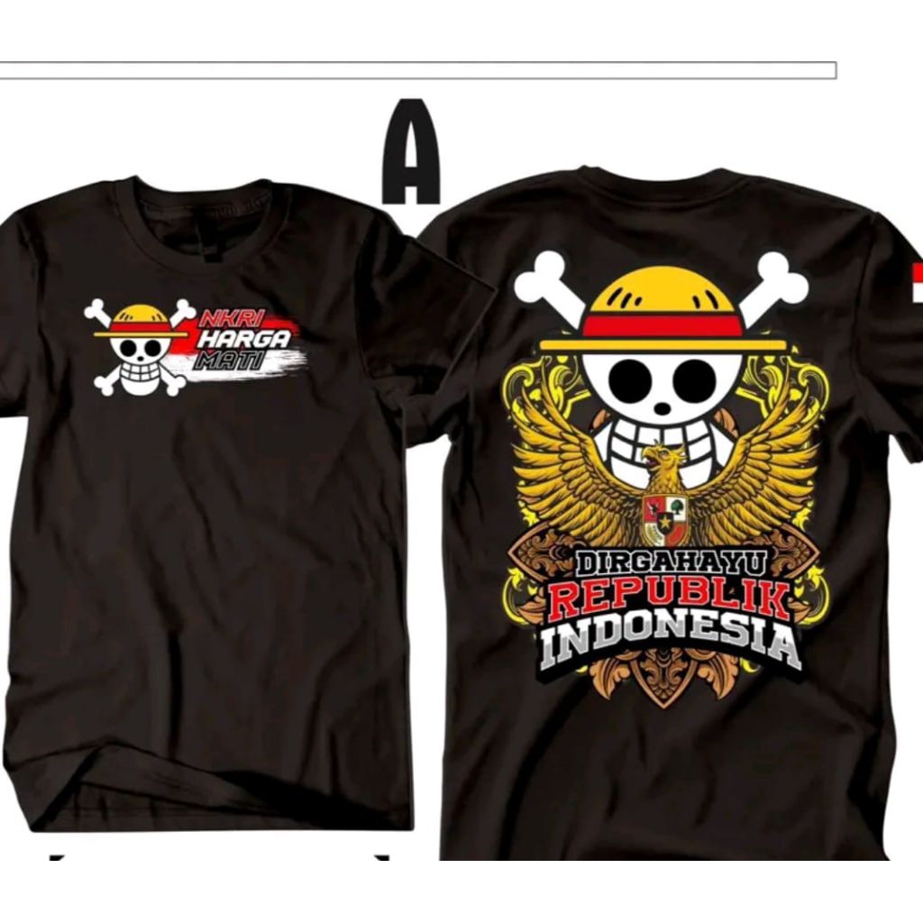 Kaos Nkri Harga Mati Dirgahayu Republik Indonesia Motif One Piece Topi Kuning