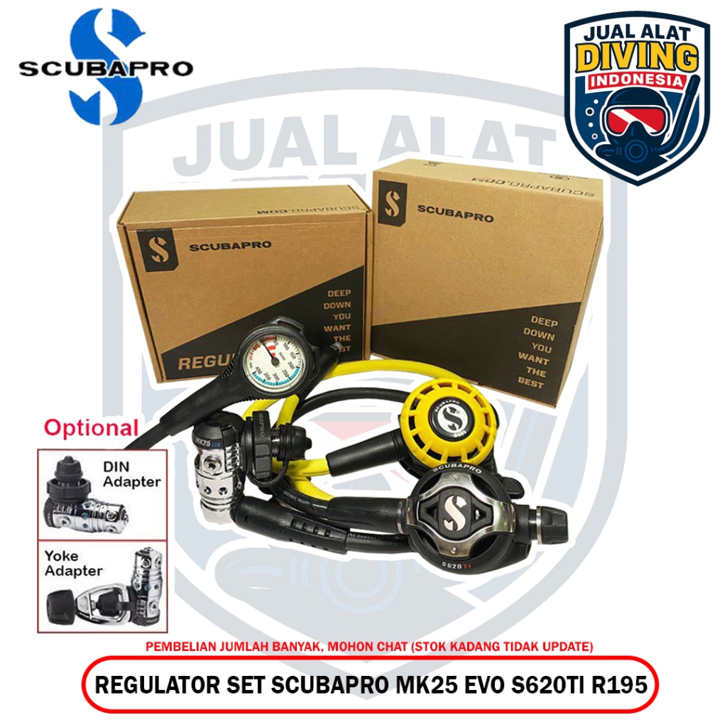 Paket Regulator Set Scubapro Package MK25 Evo S620Ti Octopus R195 Gauge Zeepro Scuba Diving Selam