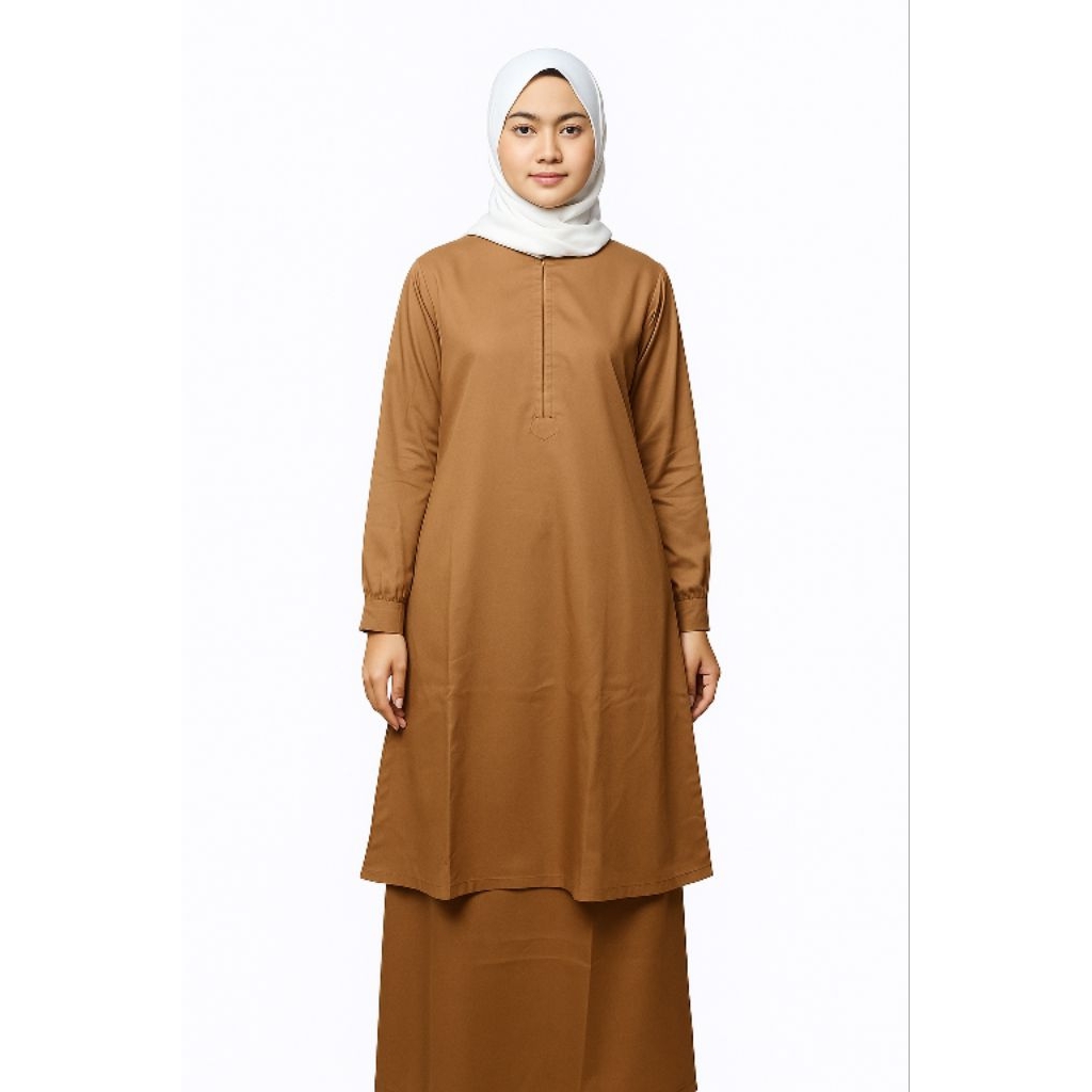 Setelan Seragam Pemda Khaki Tua PNS Wanita Model Tunik Bahan Toyobo Set Rok A Formal Terbaru