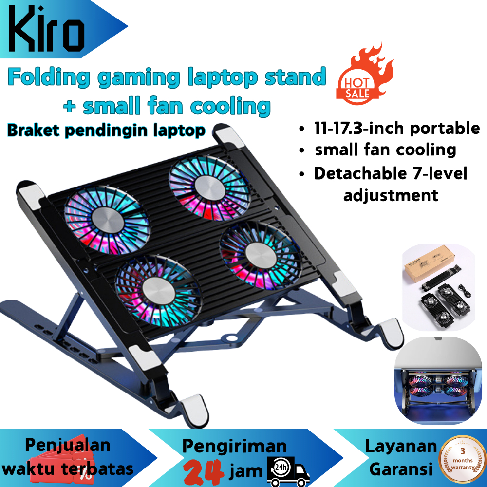Laptop Gaming Cooling Stand 2 Turbo/4 Turbo Fan Cooling Pad ,Braket pendingin laptop + kipas pending