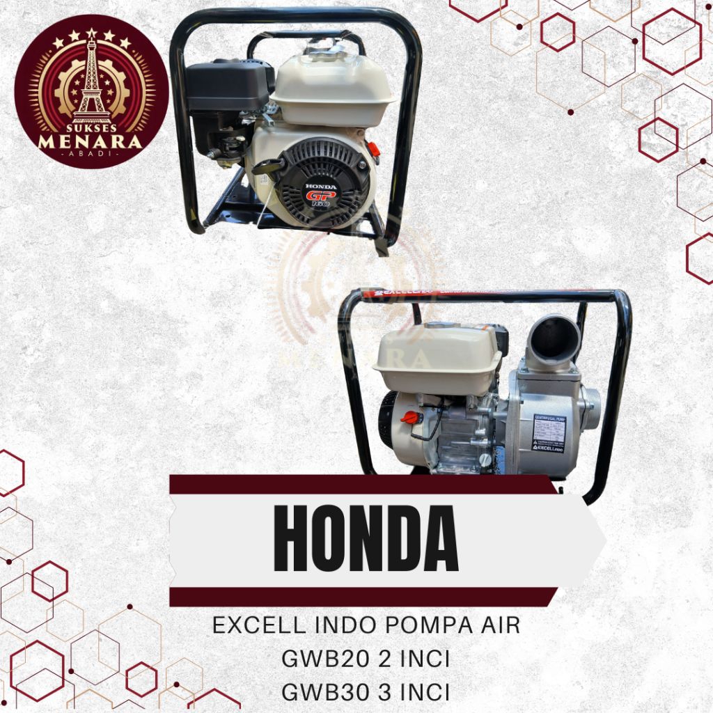 Pompa Air Centrifugal EXCELLINDO GWB30 3" GWB20 2" Mesin Pompa Bensin Honda GP160