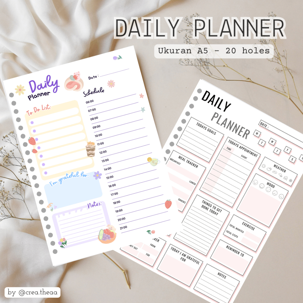 (A5 DAILY PLANNER) Buku Kertas A5 Loose leaf - Premium Daily Planner Kertas Binder Estetik Lucu | Is