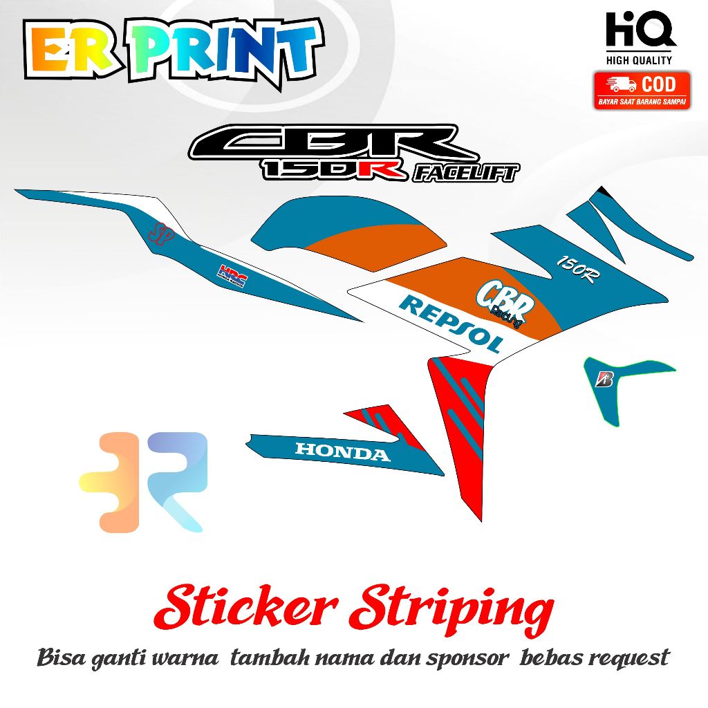 Striping Cbr 150R Facelift Variasi Desain Repsol Stiker