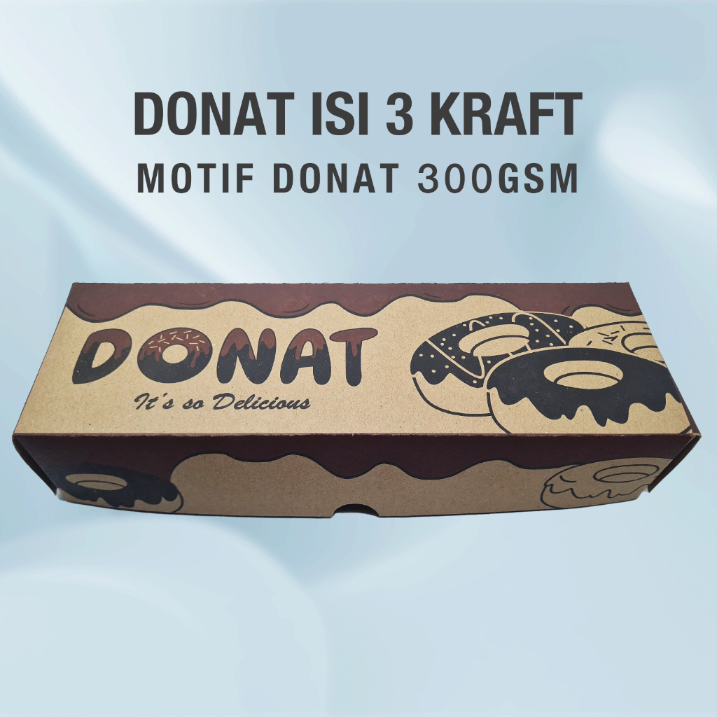 DUS DONAT ISI 3 KRAFT LAMINASI BERMOTIF DONAT 300GSM APA KABAR