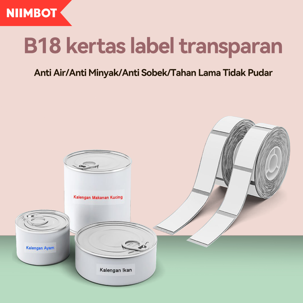 

NIIMBOT B18/N1 Kertas Label Warna Putih Tahan Air Minyak Pecah Cocok Untuk Berbagai Kebutuhan Label