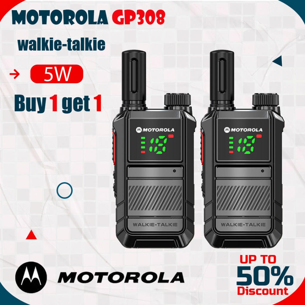 HT Motorola GP308 Walkie talkie two way radio jarak jauh 10KM Daya Tinggi 10W 16 Saluran Radio(2unit