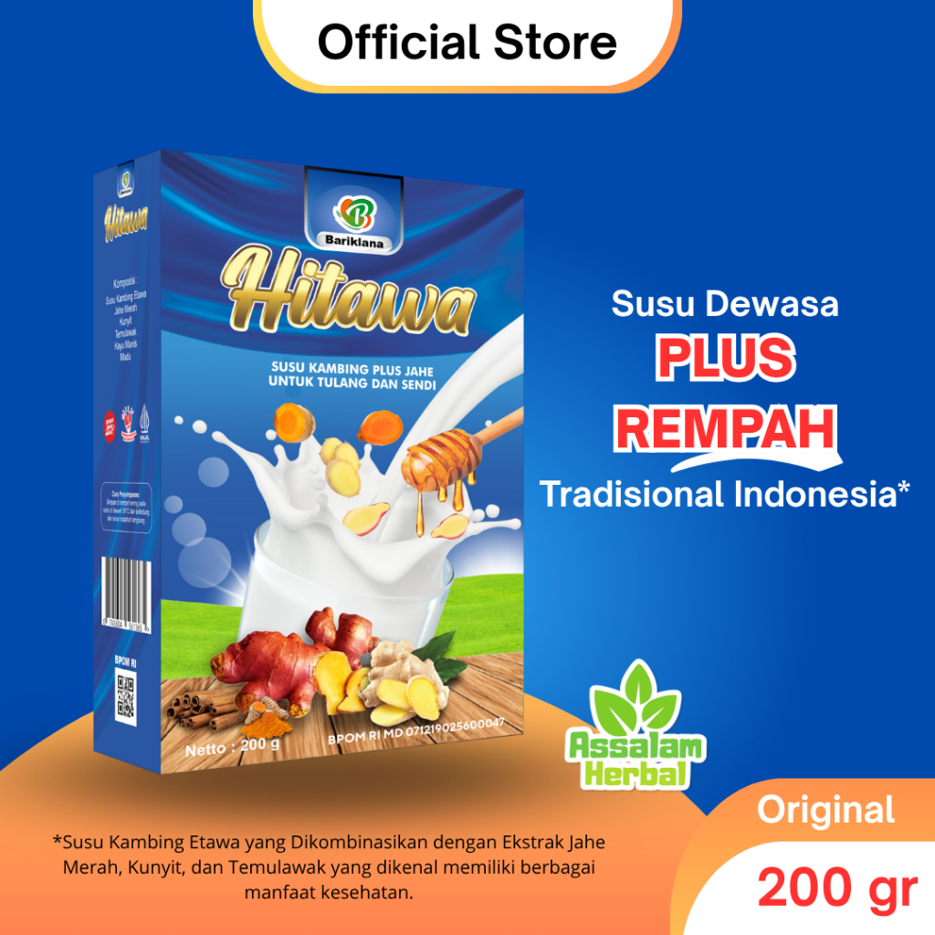 

HITAWA Susu Kambing Etawa Plus Rempah Jahe Kunyit Temulawak Atasi Asam Urat Nyeri Tulang Sendi Lutut