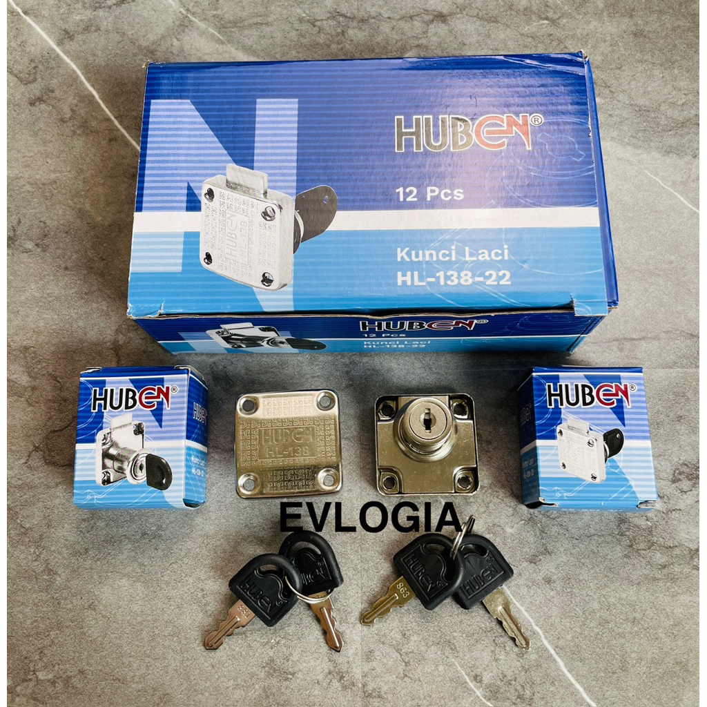 Huben Kunci Laci Lemari Sliding HL 138 22mm/ Kunci Kerangka Padat Lemari Kabinet Huben