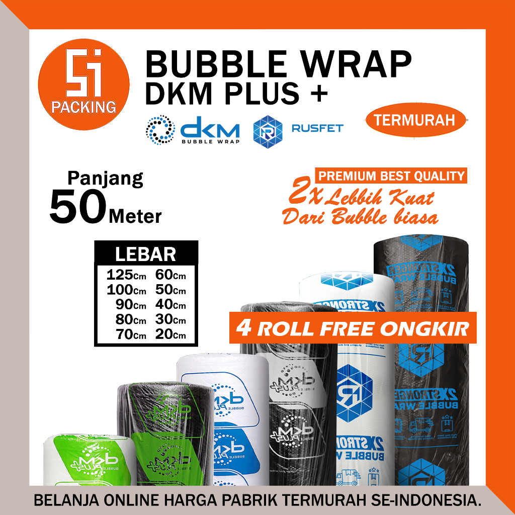 

Plastik Bubble Wrap Roll 125 X 50 Meter Dkm Plus Bubblewrap 40cm 30cm x 50m