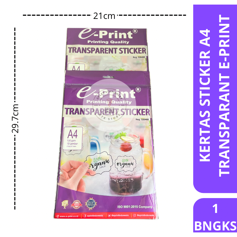 

[1 BUNGKUS] Kertas Foto Transparant Ukuran A4 Bening 150 Gsm Isi 10 Lembar E-print