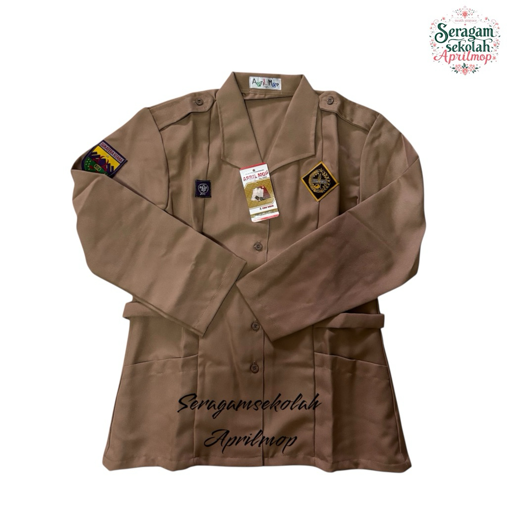 SERAGAM SEKOLAH APRILMOP BLUS PRAMUKA SMP SMA RAPILO SNI PANJANG PEREMPUAN