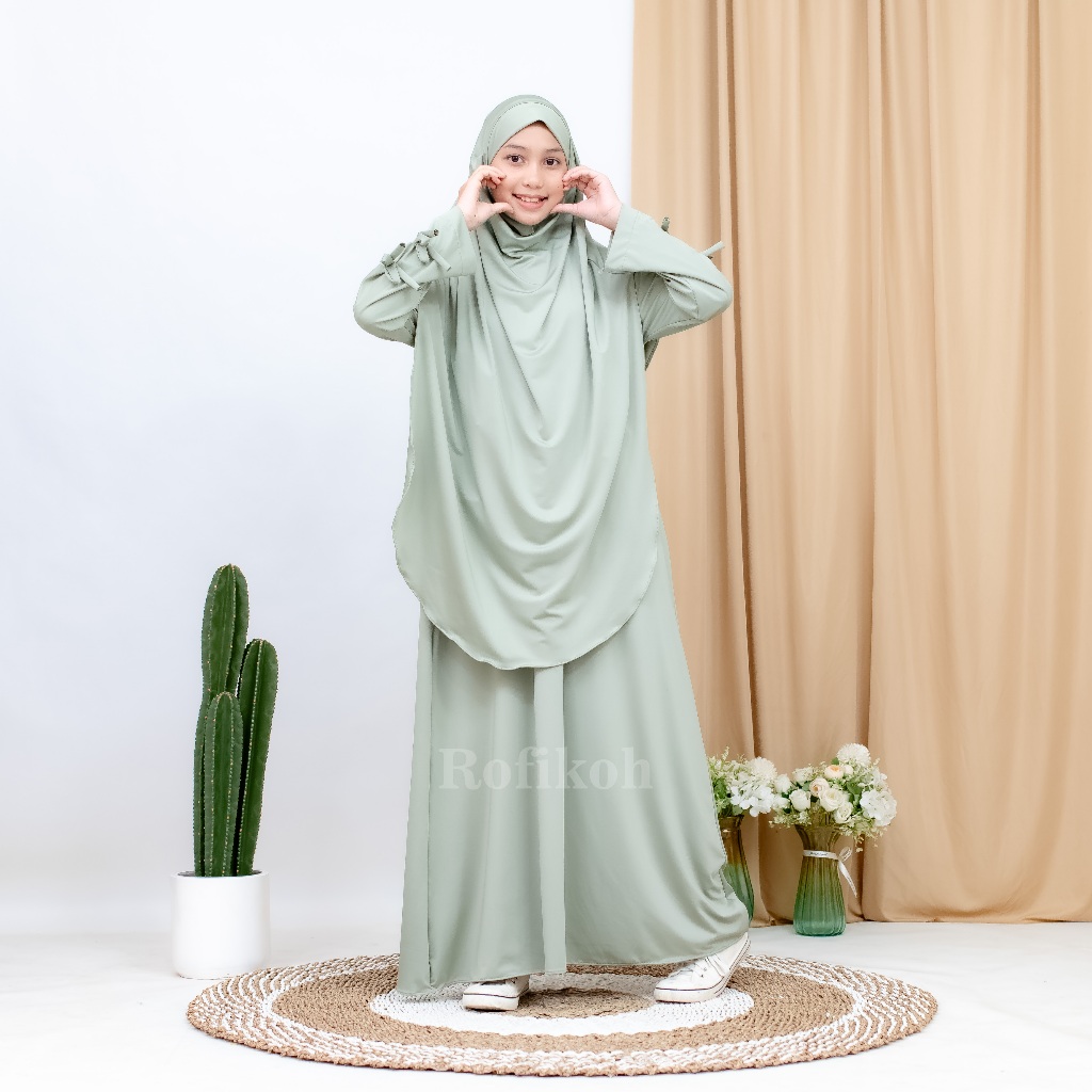 MECCA KIDS French Khimar Set Rok Anak Perempuan Usia 1 Sampai 6 Tahun