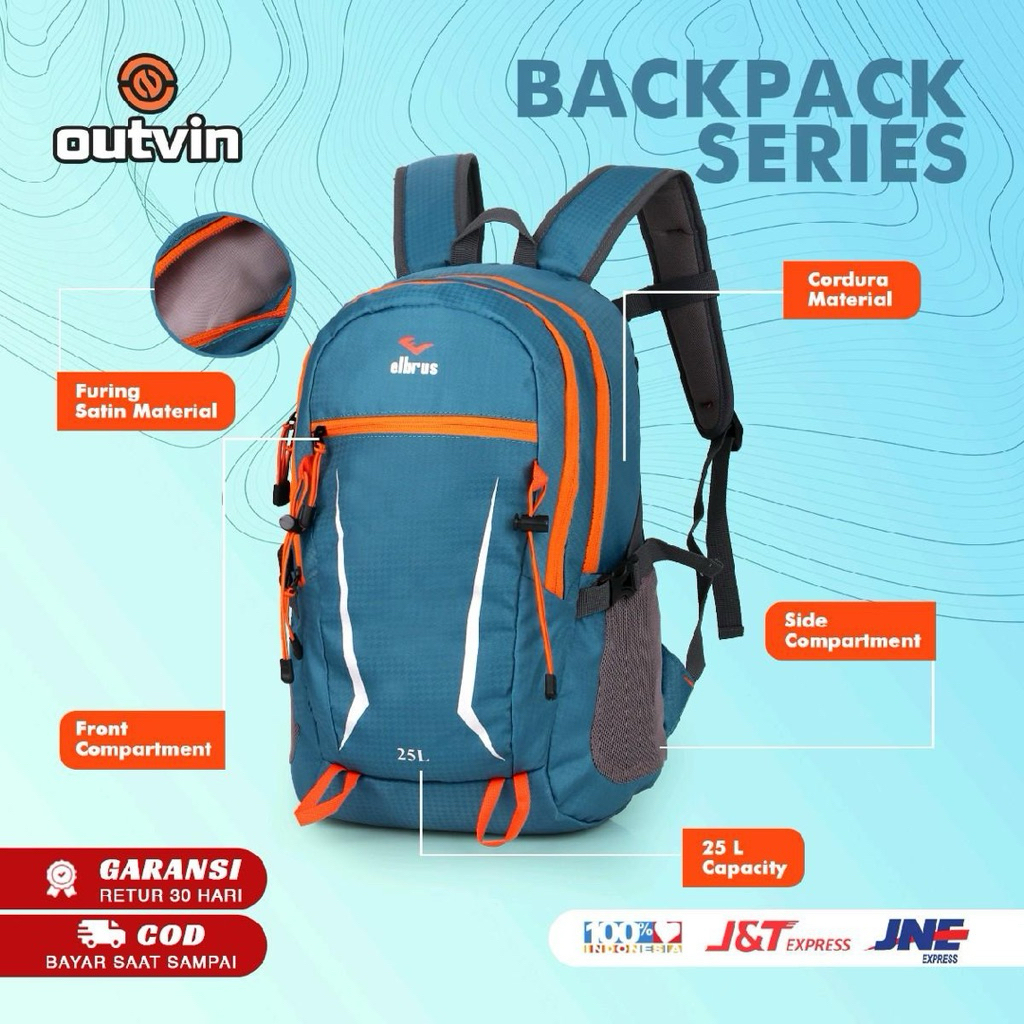KUNAY Backpack Pria 25 Liter Original Distro Saingan Eiger Tas Ransel Cowo Terbaru TL 200 Premium Qu
