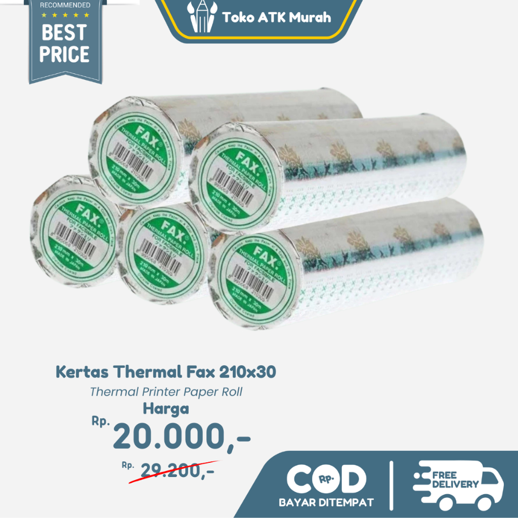 

Kertas Thermal Fax 210x30 Panjang 30 Meter Thermal Printer Paper Roll