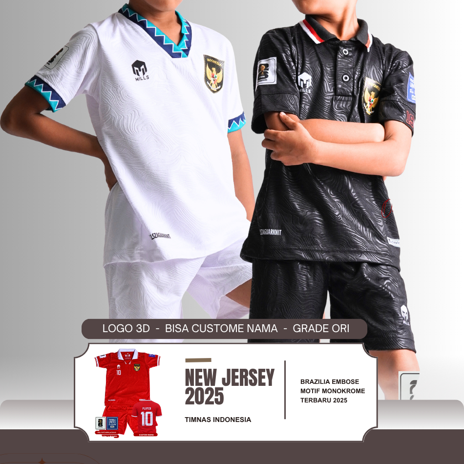 Setelan Jersey Anak Timnas Indonesia Mills piala dunia sport baju bola anak