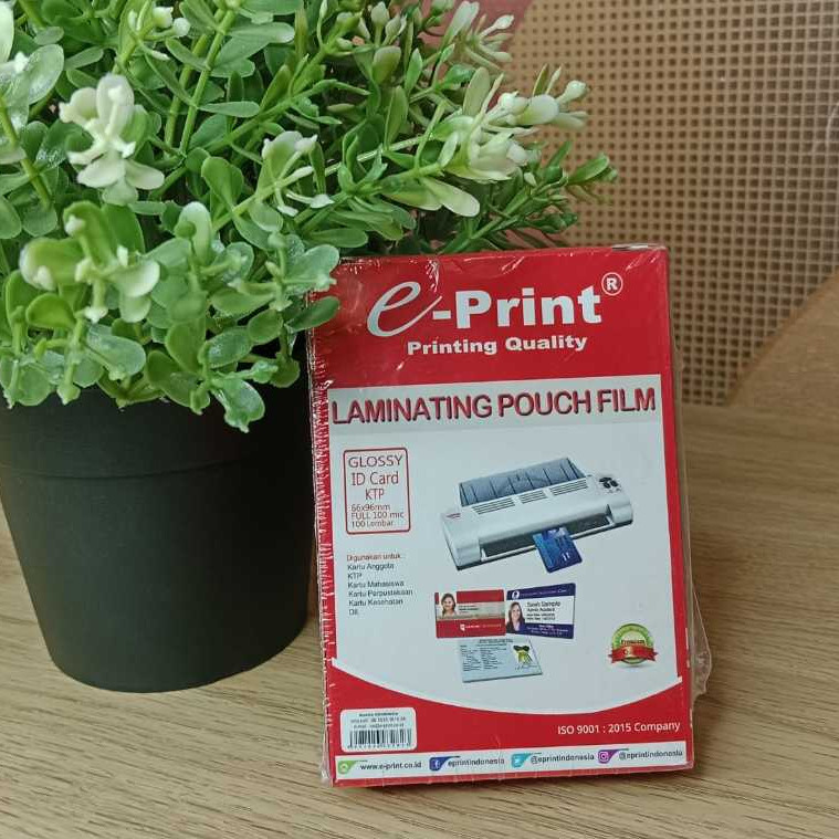 

PLASTIK LAMINATING ID CARD KTP GLOSSY 100 MIC 100 LEMBAR E PRINT [5013794]