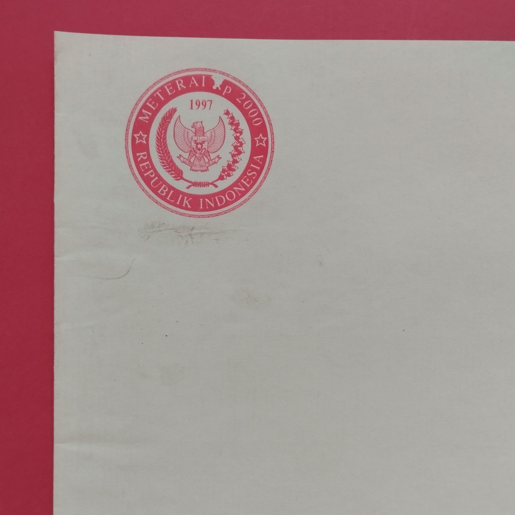 

Kertas Segel Kuno Rp 2000,- Tahun 1997 Double Kepotong