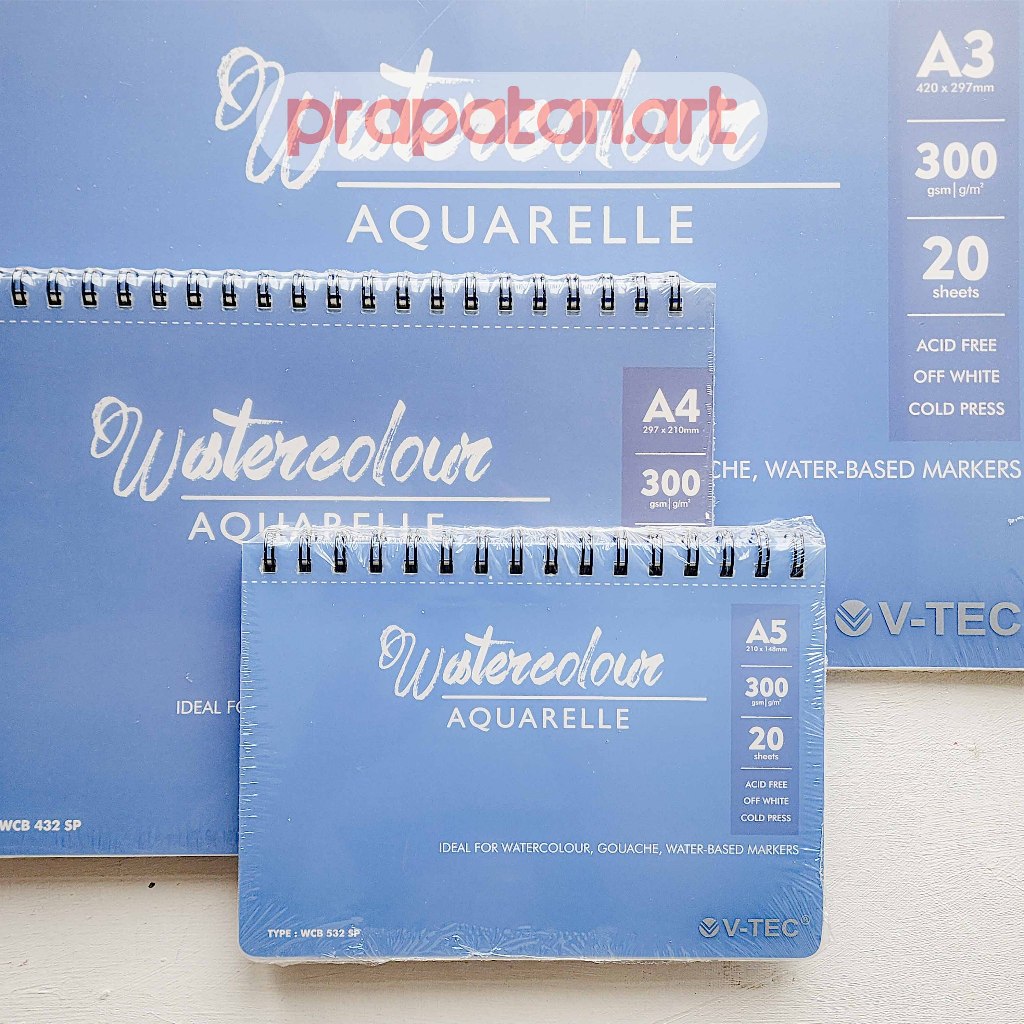

V-TEC Spiral Watercolor Book Pad WCB-SP | Buku Cat Air