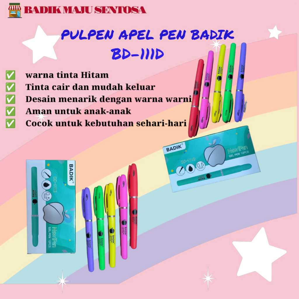 

[Pcs] Pulpen Apel pen (B) BADIK ,pulpen cair/Gel pen/ballpoint/bolpen/alat tulis ready Makassar
