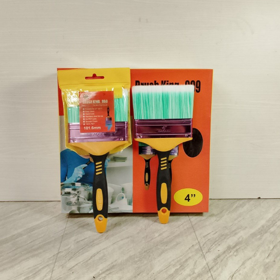 

Kuas Tangan Nylon Gagang PVC Lapis Karet 999 Merk Brush King 4'' 4In 4Inch Koas Cat Tembok 1PCS