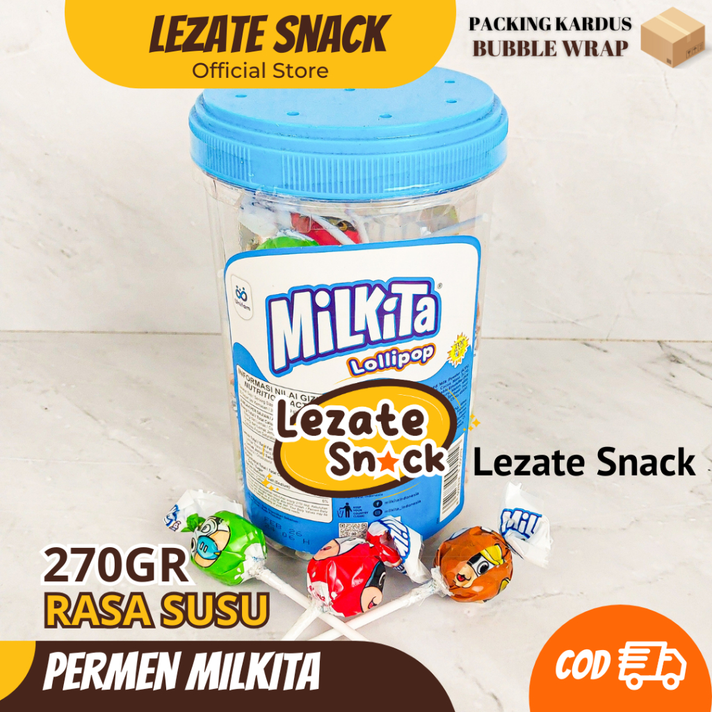 

Milkita Permen Susu Lollipop Jar Max (1 Toples Isi 30pcs) / Milkita Permen Lolipop Susu Hanger Max Milkita Bites Permen Susu Renceng - Crunchy Diluar Chewy Didalam (1 Bag isi 30 LEZATE SNACK pack)