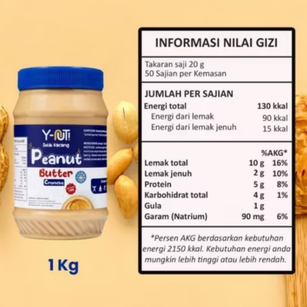 

Y nut crunchy 1kg peanut butter