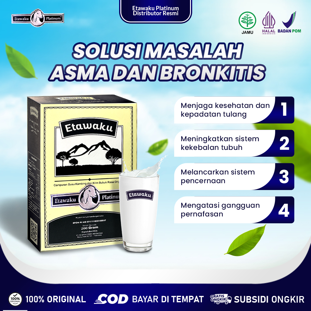 

ETAWAKU Platinum Susu Kambing + Krimer Bubuk Solusi Sesak Nafas Pernafasan Asma Bronkhitis