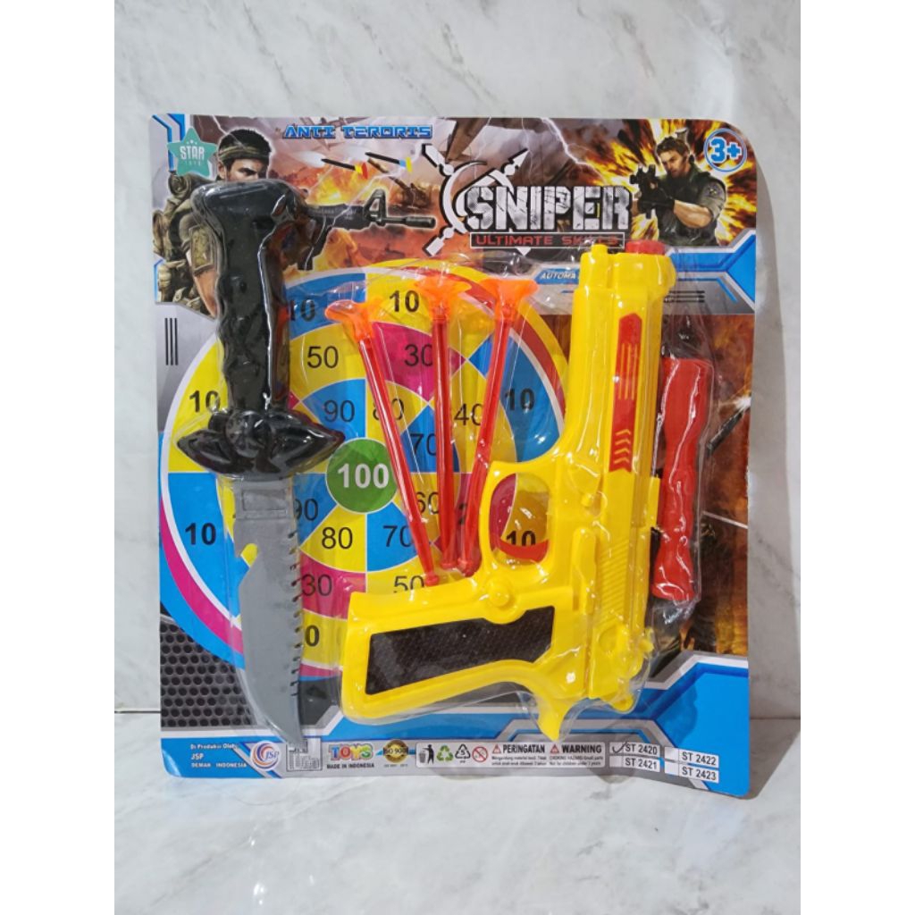 Promo Cod Mainan Pistol Anak Pistol Tembak Tembakan Dengan Peluru Karet Dan Pisau Serta Target