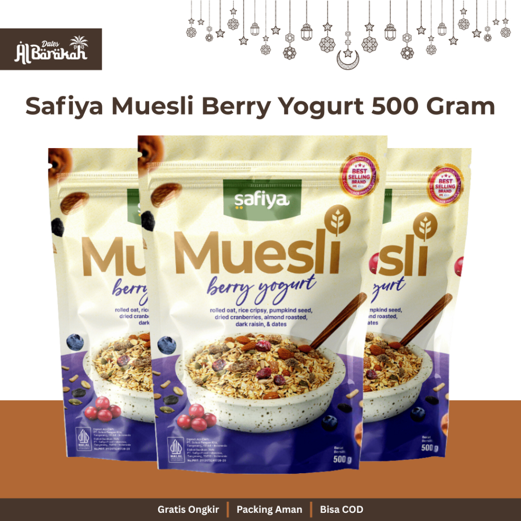 

Safiya Muesli Berry Yogurt 500 Gram Sereal With Almond Premium