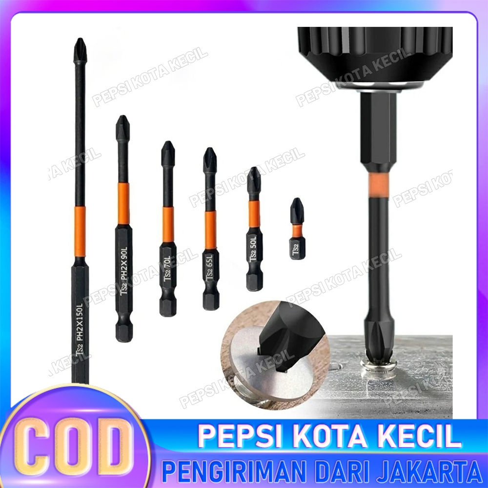 Set 6 buah/set obeng benturan 25-150mm set mata obeng silang kekerasan tinggi/set mata obeng set mat