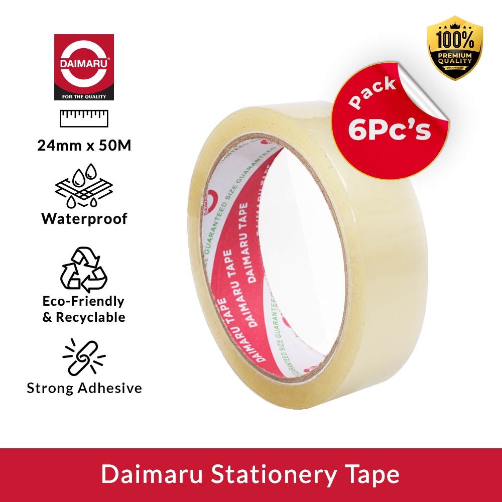 

Daimaru Stationery OPP Tape 24mm x 50M - Lakban Bening Kuat Tahan Lama Rekat Eco-Friendly & Recyclable Pack 6Pcs's