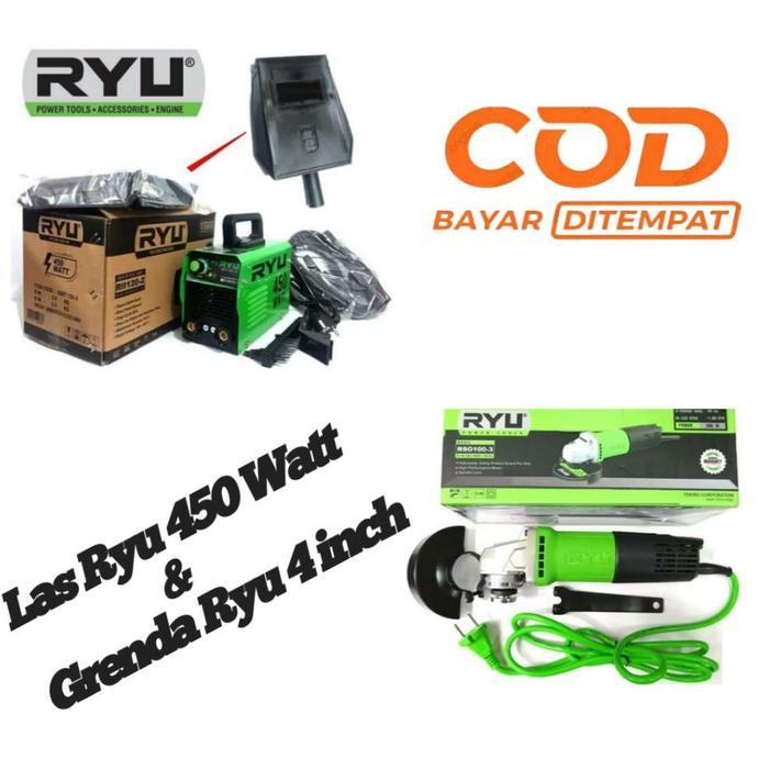 Termurah PAKET TUKANG LAS 2 ITEM MESIN LAS RYU 450 WATT DAN GERINDA - LAS + GRENDA