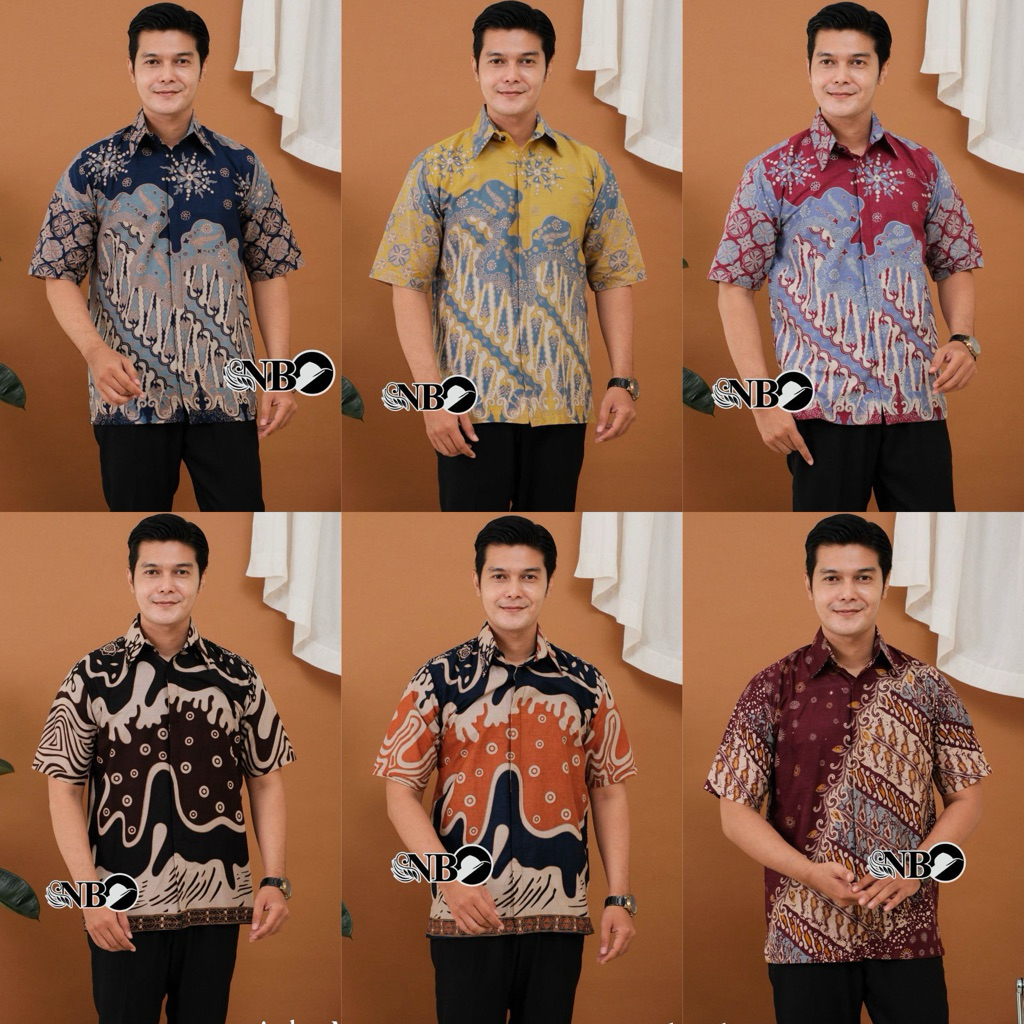 (NusaBatik) Batik Pria Modern Lengan Pendek Dewasa Baju Seragam Kondangan Kemeja Hem Cowok Premium R