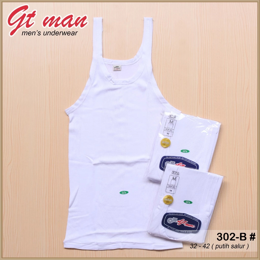 Singlet GT Man | GT Man Pakaian Dalam Pria Singlet Putih Salur Garis - Garis | Pakaian Dalam GT Man 