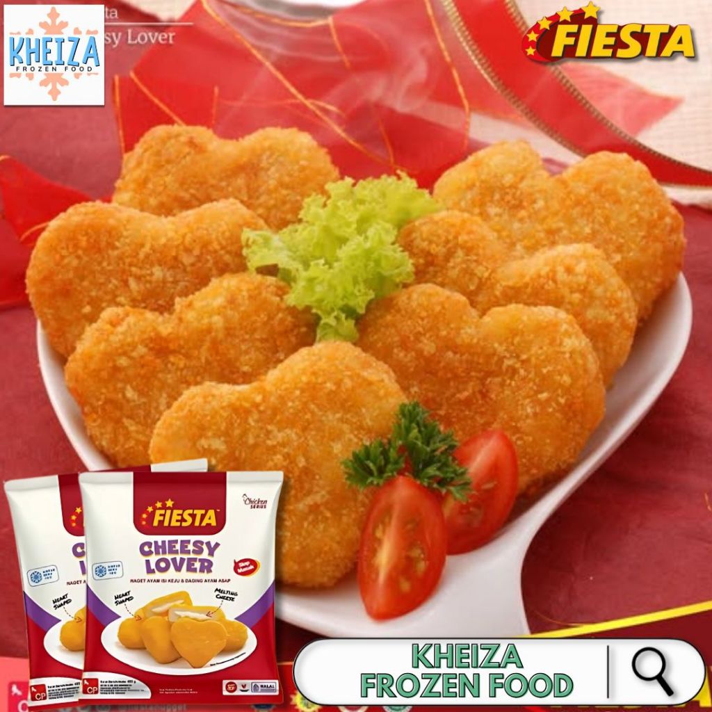 

FIESTA Cheese Lover 400gr - Nugget Ayam Bentuk Hati Isi Keju Lumer - Kheiza Frozen