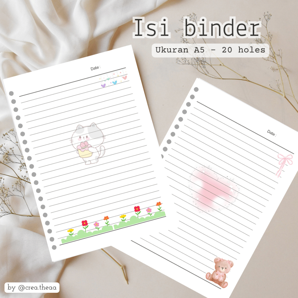 

A5 Loose leaf motif | Refiil Binder | Isi Binder Buku Bergambar | Isi Notepad Estetik