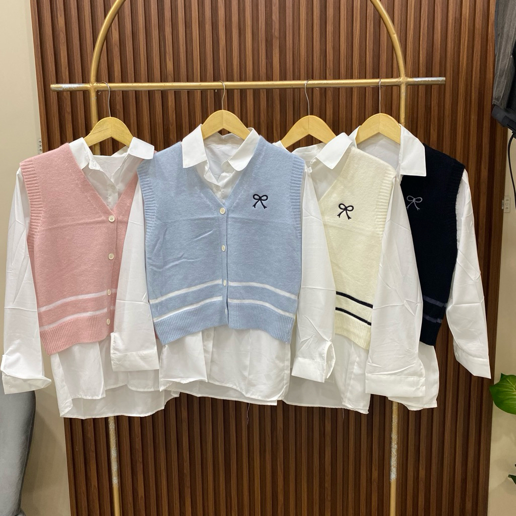 Kemeja set ves rajut