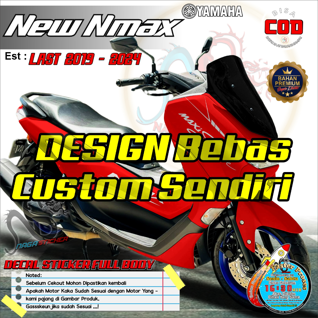 BISACOD DECAL STIKER FULL BODY VARIASI MOTOR YAMAHA NMAX 155 2020 - 2024 CUSTOM POLOS PREMIUM STIKER