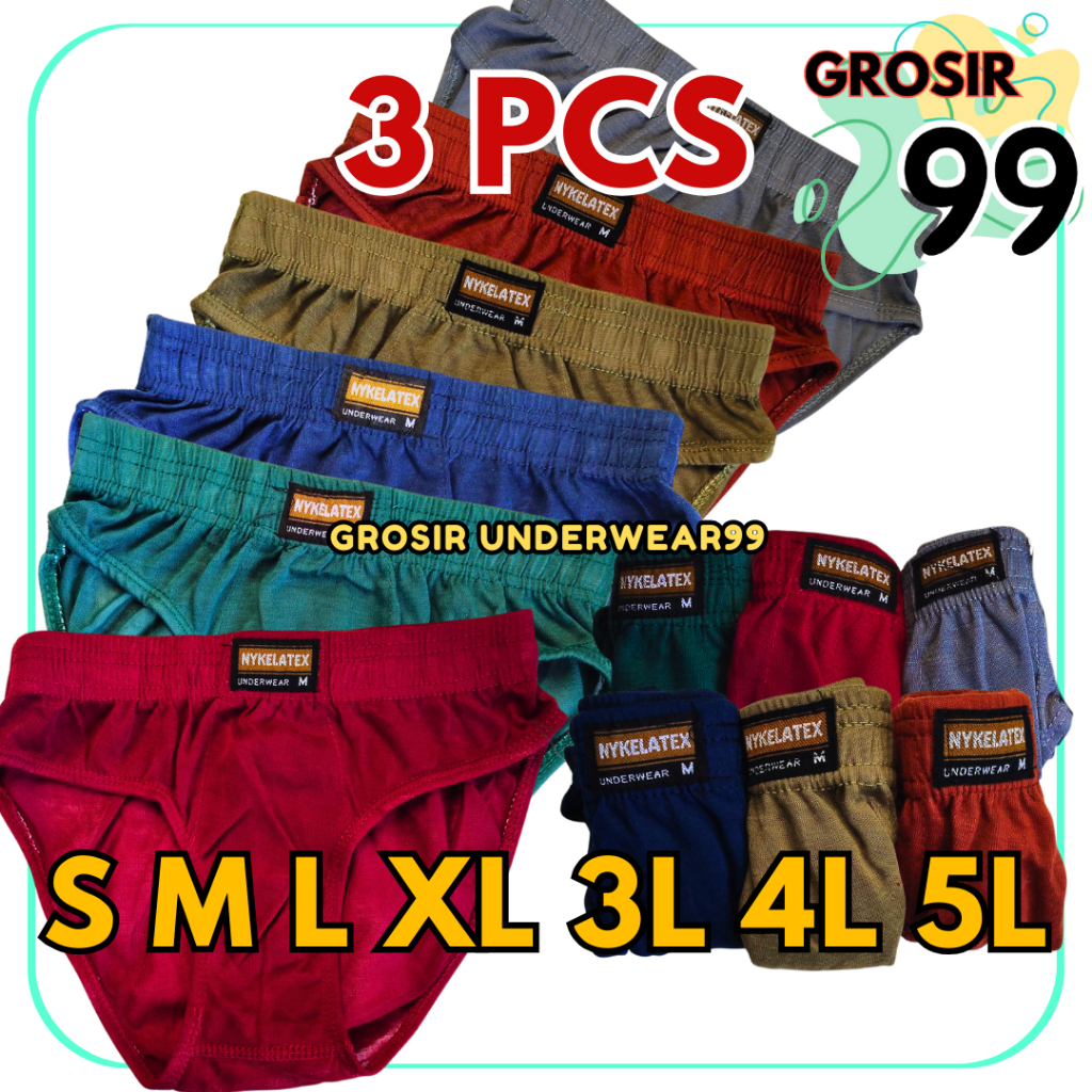 3PCS Celana Dalam Pria Polos Lembaran CD Pria Remaja dan Dewasa Murah FIT JUMBO