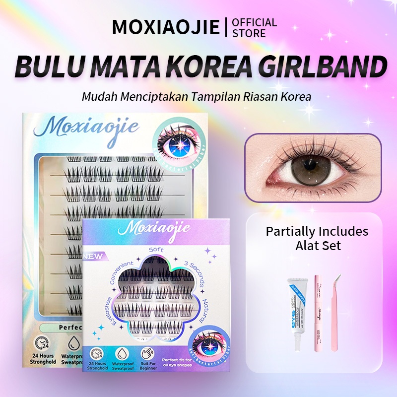 MOXIAOJIE Bulu Mata Palsu KOREA GIRBAND 3D Bulu Mata Palsu Natural 10-12MM Bulu Mata Palsu Korea