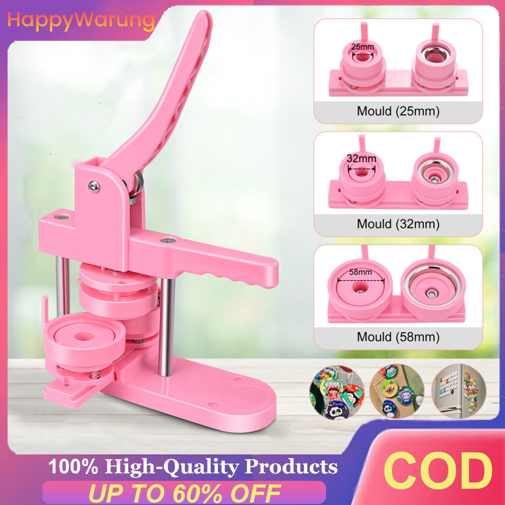 

Local Stock+COD Button Badge Maker Machine, Different Size Mold ,25/32/58mm Mold DIY Badge Pin Maker Machine Kit With 300pcs Badge Parts/Pic/Circle Cutter