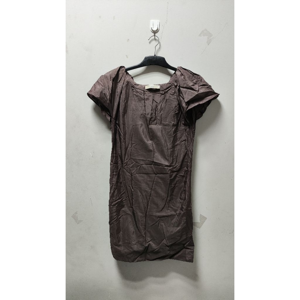 Mini Dress Cokelat dengan Lengan Puff Ted Baker London