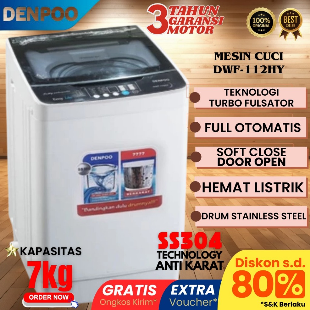 MESIN CUCI DENPOO FULLY AUTOMATIC DWF 112HY