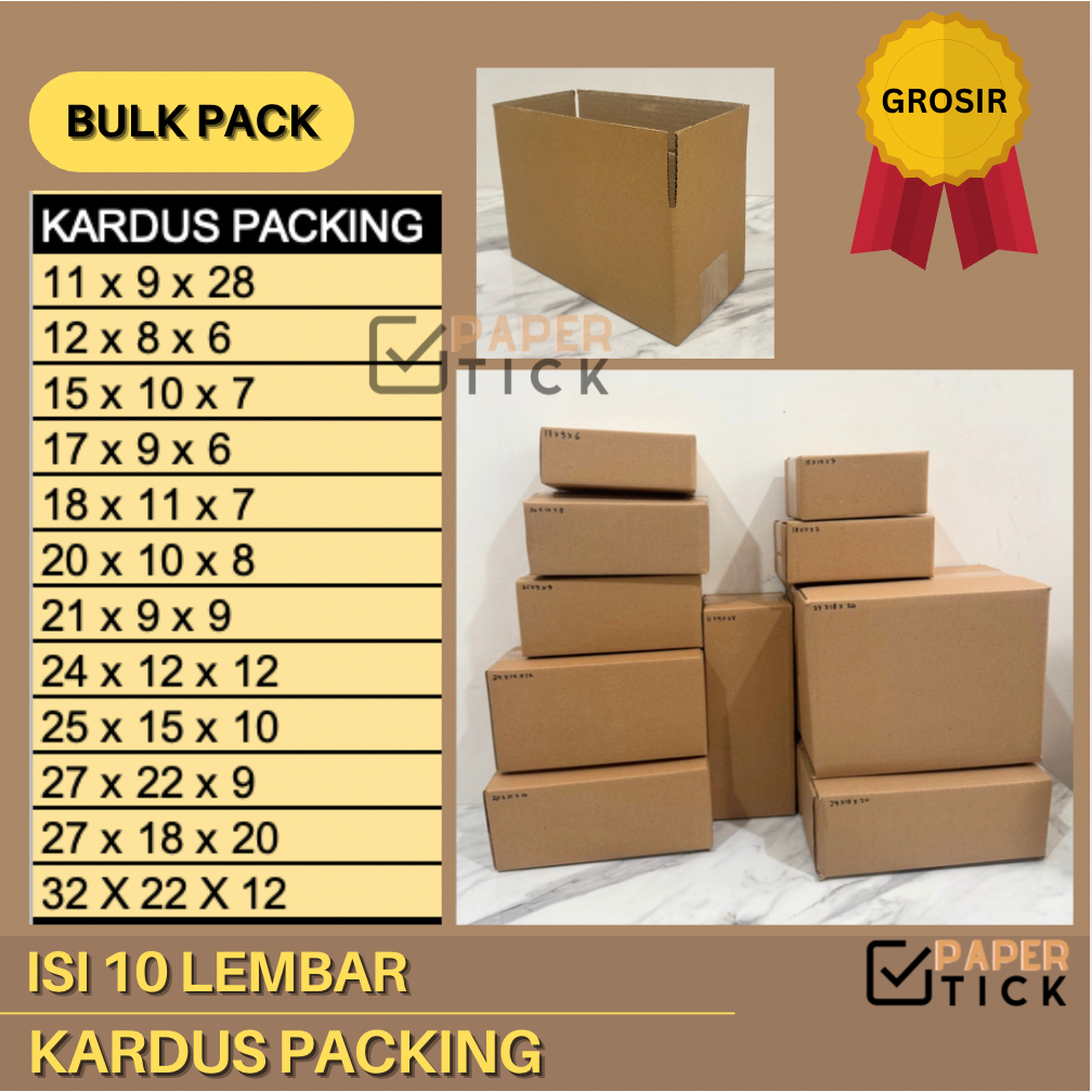 

BULK PACK (ISI 10 LEMBAR) BOX KARDUS POLOS DUS PENGIRIMAN DUS PACKING 11x9x28 /12x8x6 /15x10x7 /17x9x6 / 18x11x7 / 20x10x8 / 21x9x9 / 24x12x12 / 25x15x10 / 27x22x9 / 27x18x20