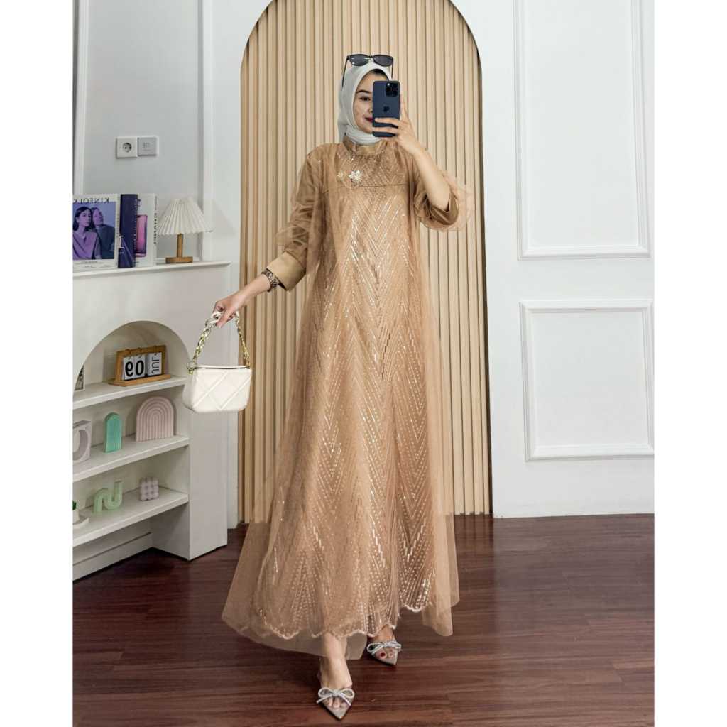 GAMIS MUTIA DRESS PESTA KONDANGAN MEWAH ELEGAN MODEL PREMIUM COCOK BUAT SERAGAMAN BAJU LEBARAN 2026
