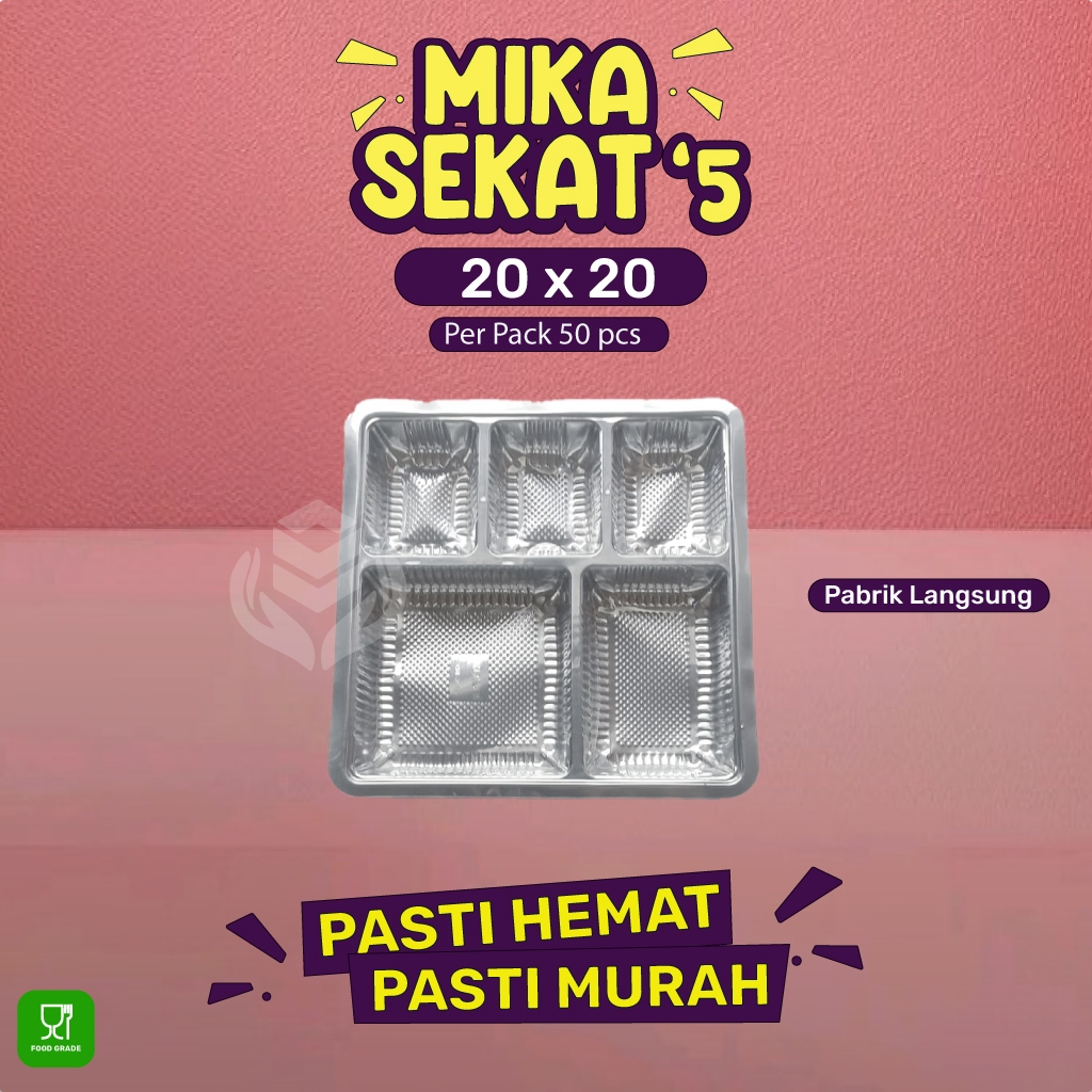 Mika Plastik Sekat 5 Mika Plastik 20X20 Mika (Isi 50 Pcs- OMK205)