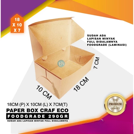 

Box Paper Craft Eco Dus Coklat Kemasan Makanan Foodgrade Laminasi Ukuran 18x10x7cm