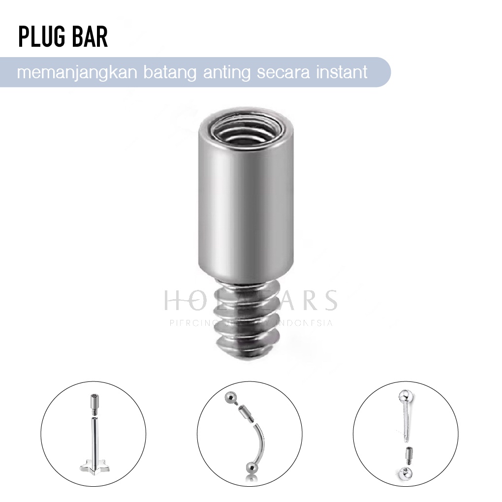 Plug Bar Ekstensi Batang Anting Piercing Panjang Pendek Lepas Pasang