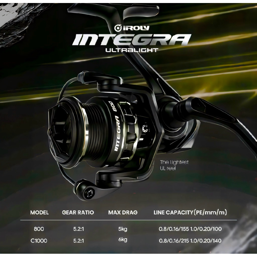 Reel IROLY Integra | ULTRALIGHT | Bobot Ringan 110 gram | Body Carbon dan Handle Carbon